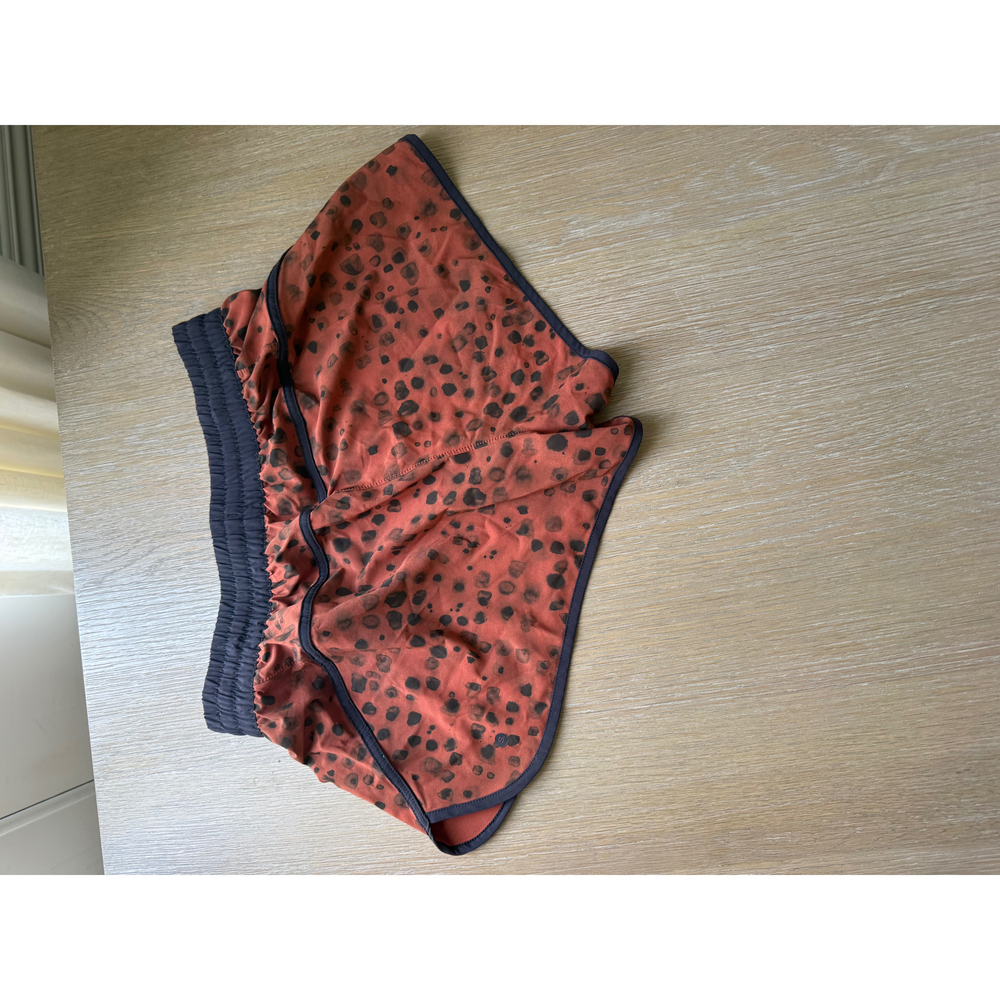 Lululemon Animal Print Athletic Shorts in Orange - Picture 1 of 3